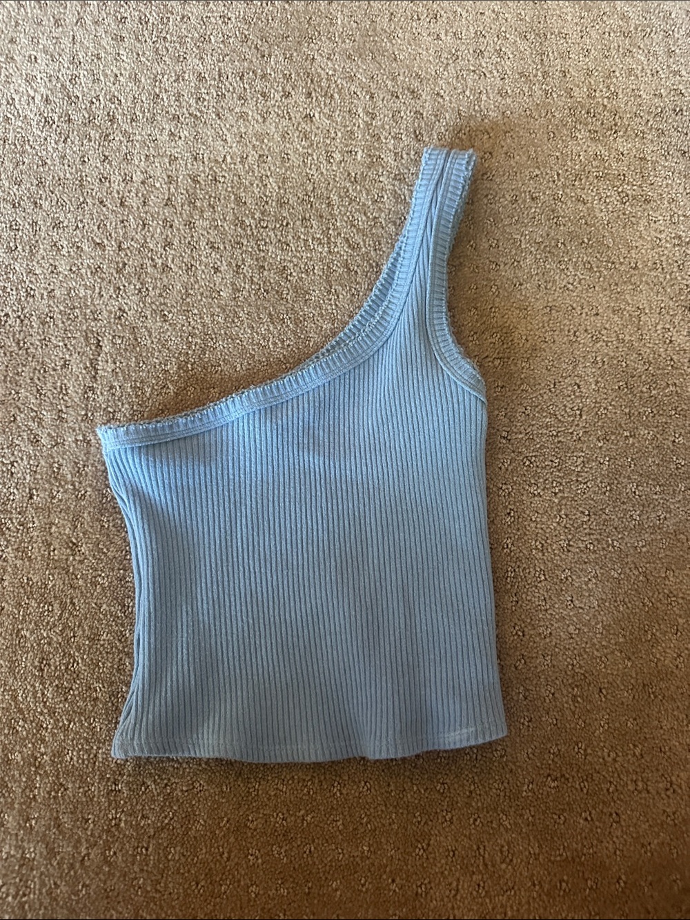 Urban Outfitters Light Blue One-Shoulder Ribbed Tank